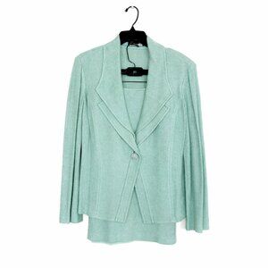St. John Women's Mint Green Knit Blazer Jacket & Skirt Suit Set Size 12